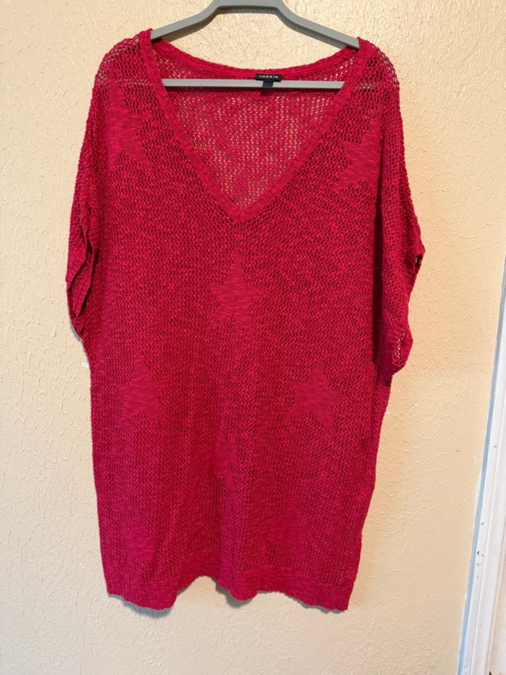 Torrid‎ Pink Knit Top Star Print Size 3X Plus Size Hot Pink